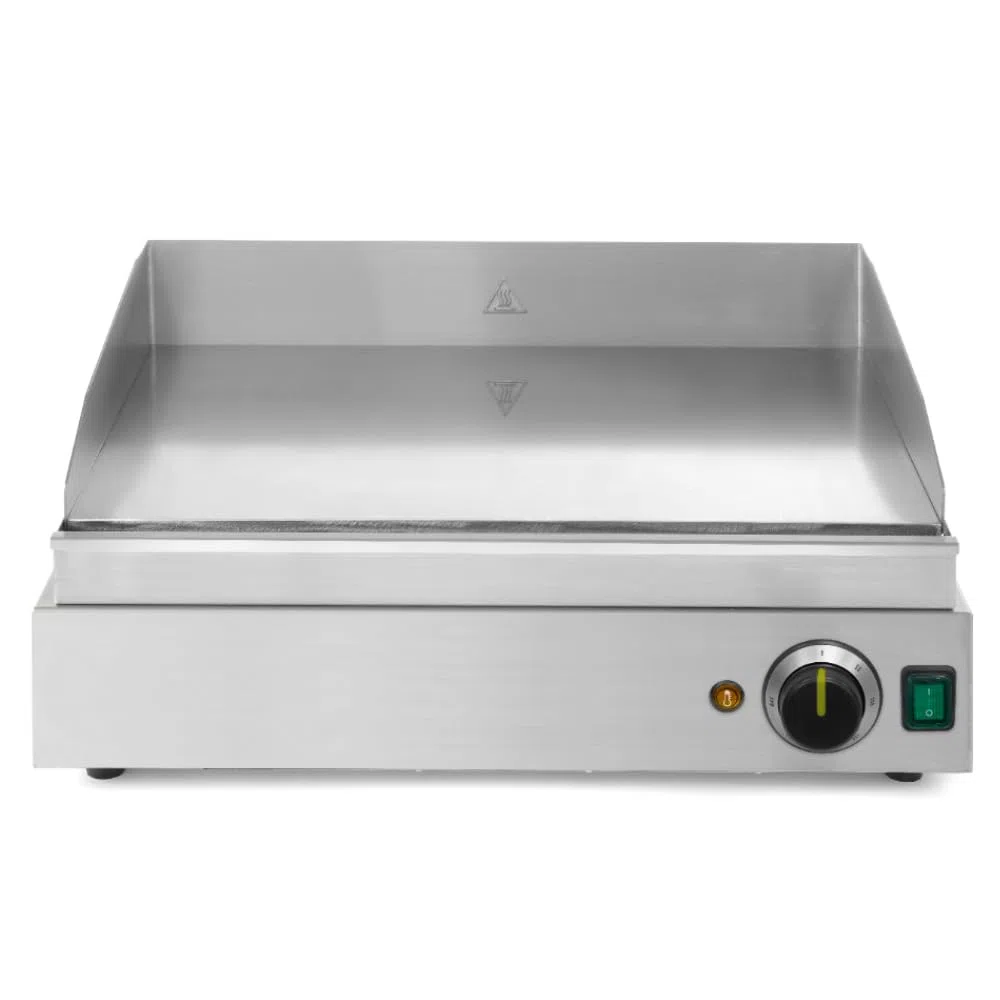 MBH - Plancha profesional de acero inoxidable con superficie lisa. Plancha eléctrica de cromo duro para para bar o restaurante alta resistencia
