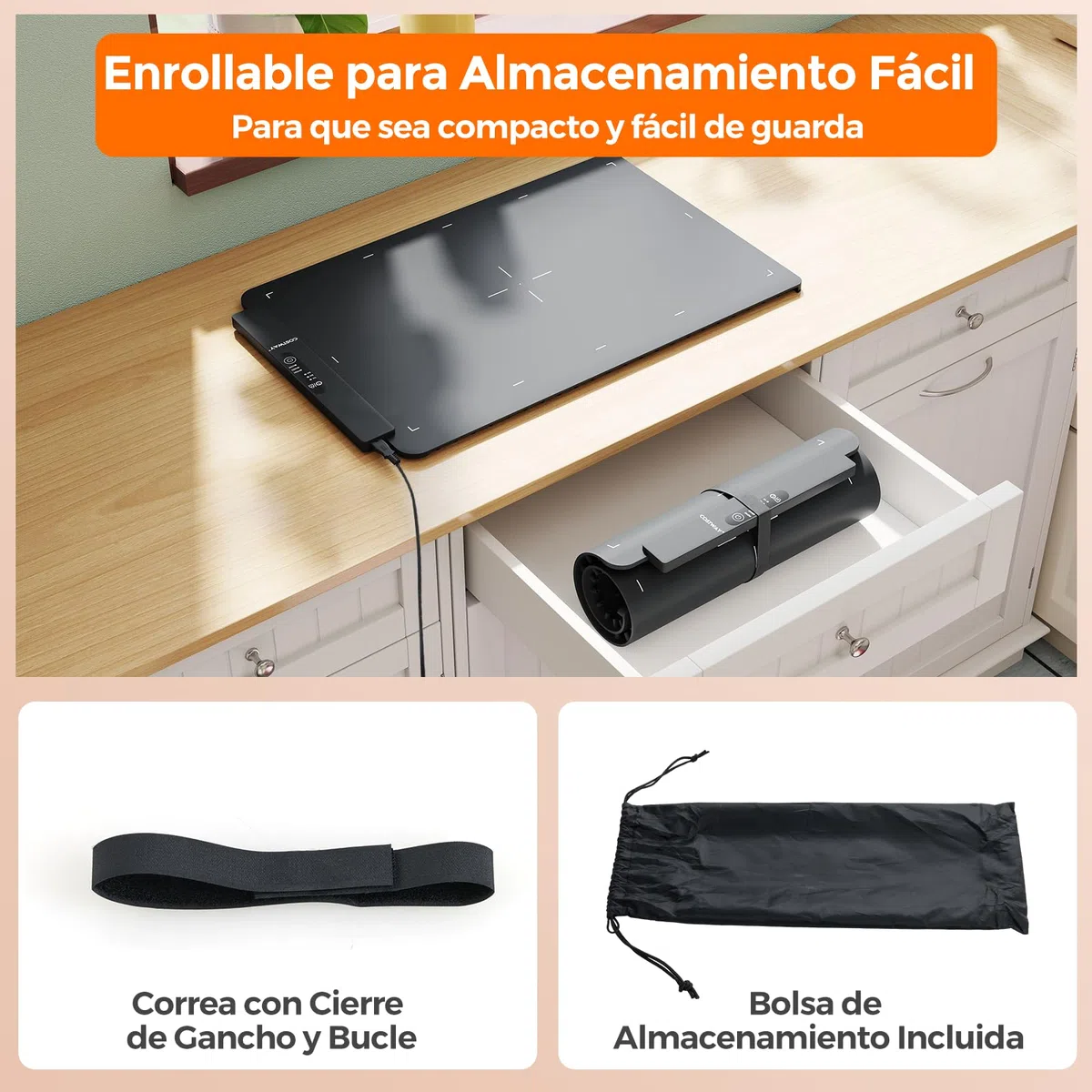 COSTWAY Alfombrilla Calentadora Eléctrica de Silicona, Calentador de Comida Enrollable con Temperatura Ajustable en 60-100℃, Temporizador 5H y Bloqueo Infantil, Portátil para Buffet, Fiesta y Cocina