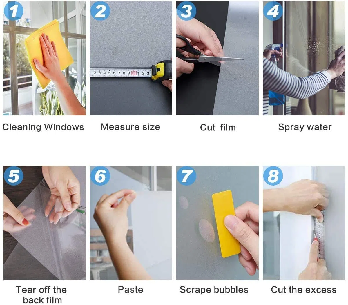 Película para ventana antirreflectante electrostática para cristal opaco, no adhesivo, antiUV, protege la intimidad para oficina, casa, cuarto de baño, cocina, color blanco todos, 90 x 400 cm)