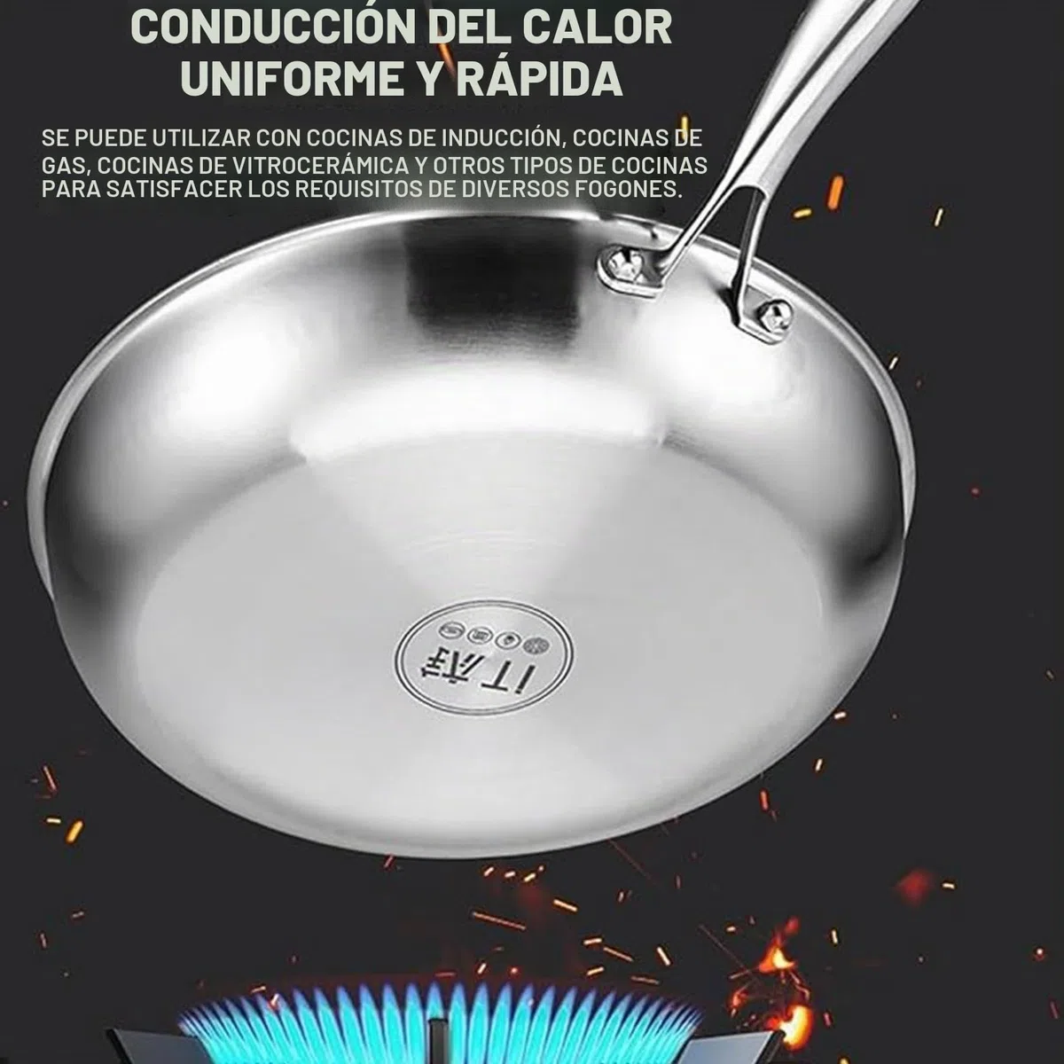 Generisch Sartén de titanio con tapa y espátula, antiadherente wok martillado de titanio Nutrition para cocinar, sartén de titanio sin revestimiento, sartén de titanio Pro Inducción, para cocina y