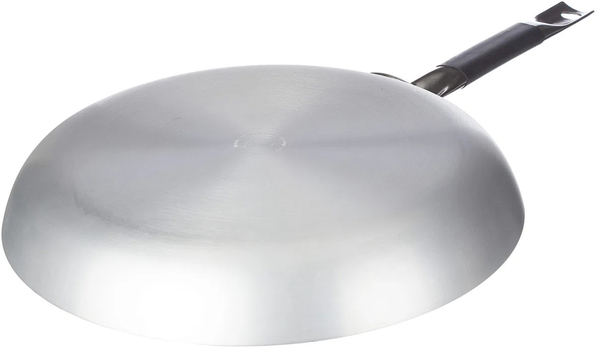 Pentole Agnelli ALSA111BBINF36 Sartén de aluminio avellanado bajo infinito, con mango tubular de acero inoxidable "Cool", plateado, 36 cm