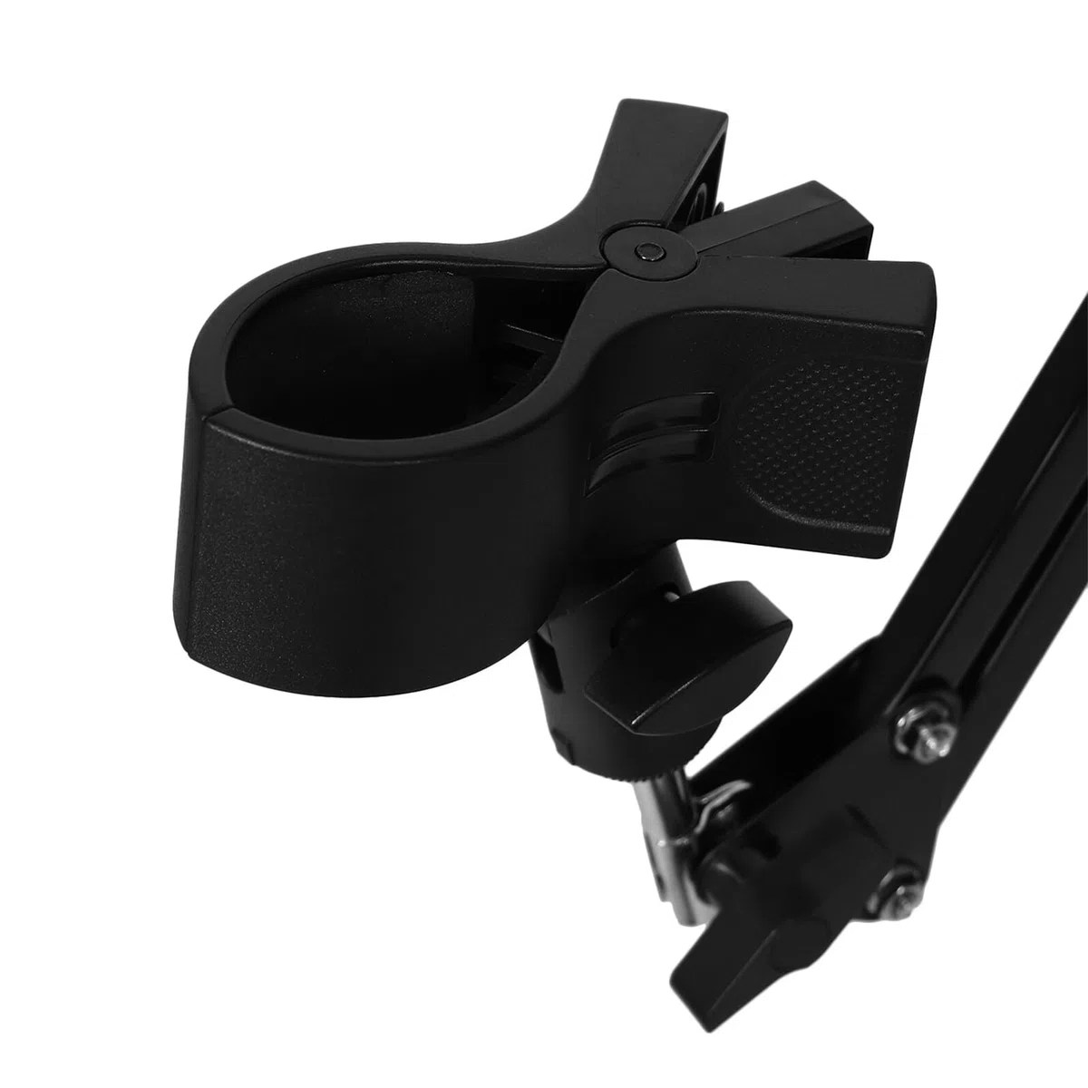 Soporte para Secador de Pelo Manos Libres Ajustable Altura con Base Estable y Pinza Antideslizante Brazo Plegable Giratorio para Salón de Belleza y Uso Doméstico Negro