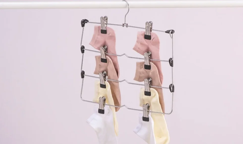 Colgador De Faldas De Metal De 4 Niveles, Ahorro De Espacio, con Clips, Organizador De Almacenamiento De Armario, Colgador De Pantalones Ajustable, 4 Uds. para Sudadera