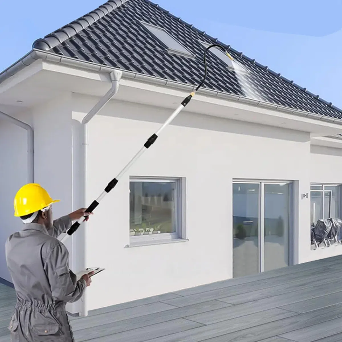 Limpiador De Canalones Varilla De Limpieza Telescópica Ajustable De 18 | Limpiador de Varilla de Extensión para Canalones de Tejado Para Casa Hojas Basura Ramitas Piscina