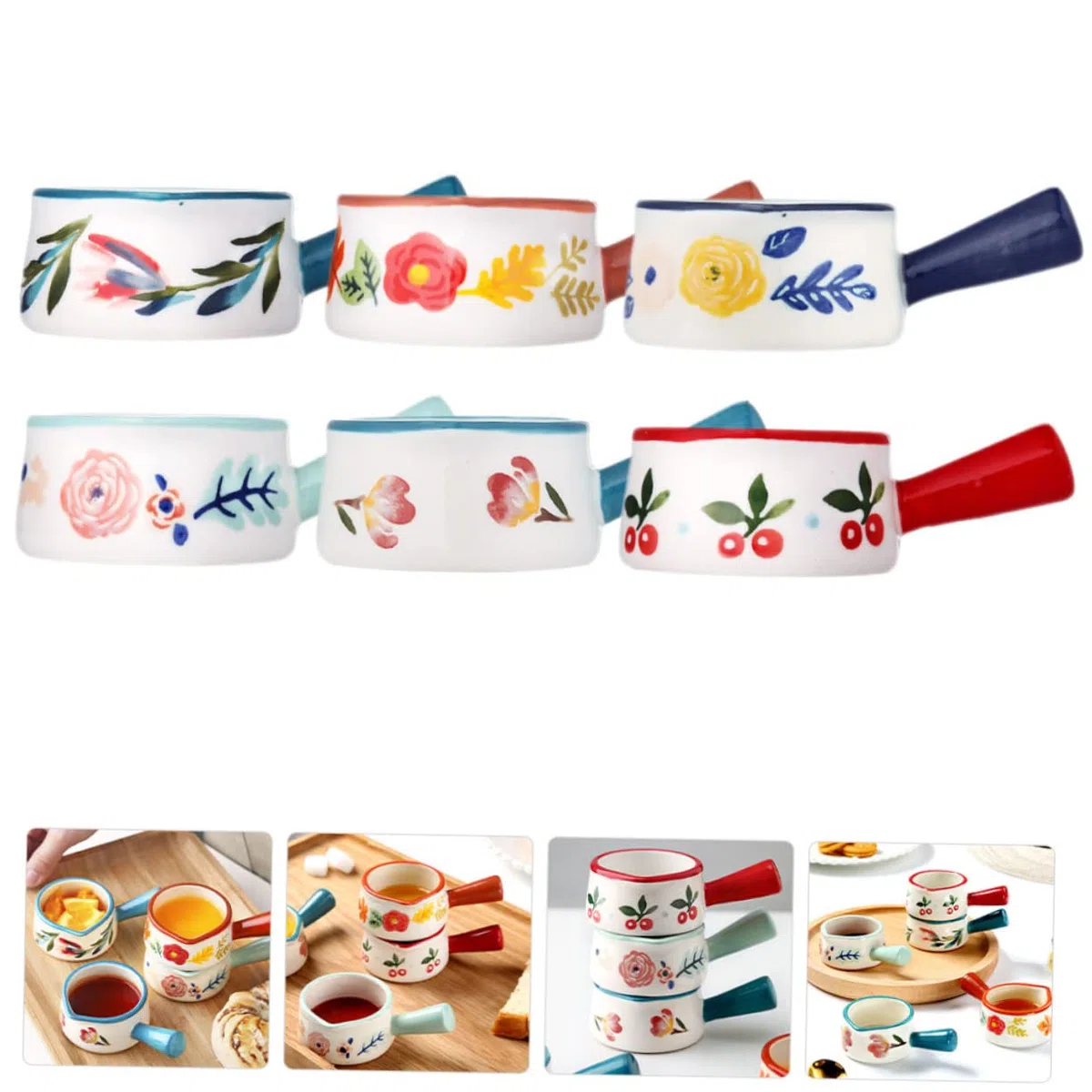 STOBAZA Tazón De Azúcar 6 Piezas Lechero Pequeño De Cerámica Mini Jarra De Crema Jarra De Crema De Leche Plato De Condimento Taza De Espumador De Leche Estilo Japones Ensalada