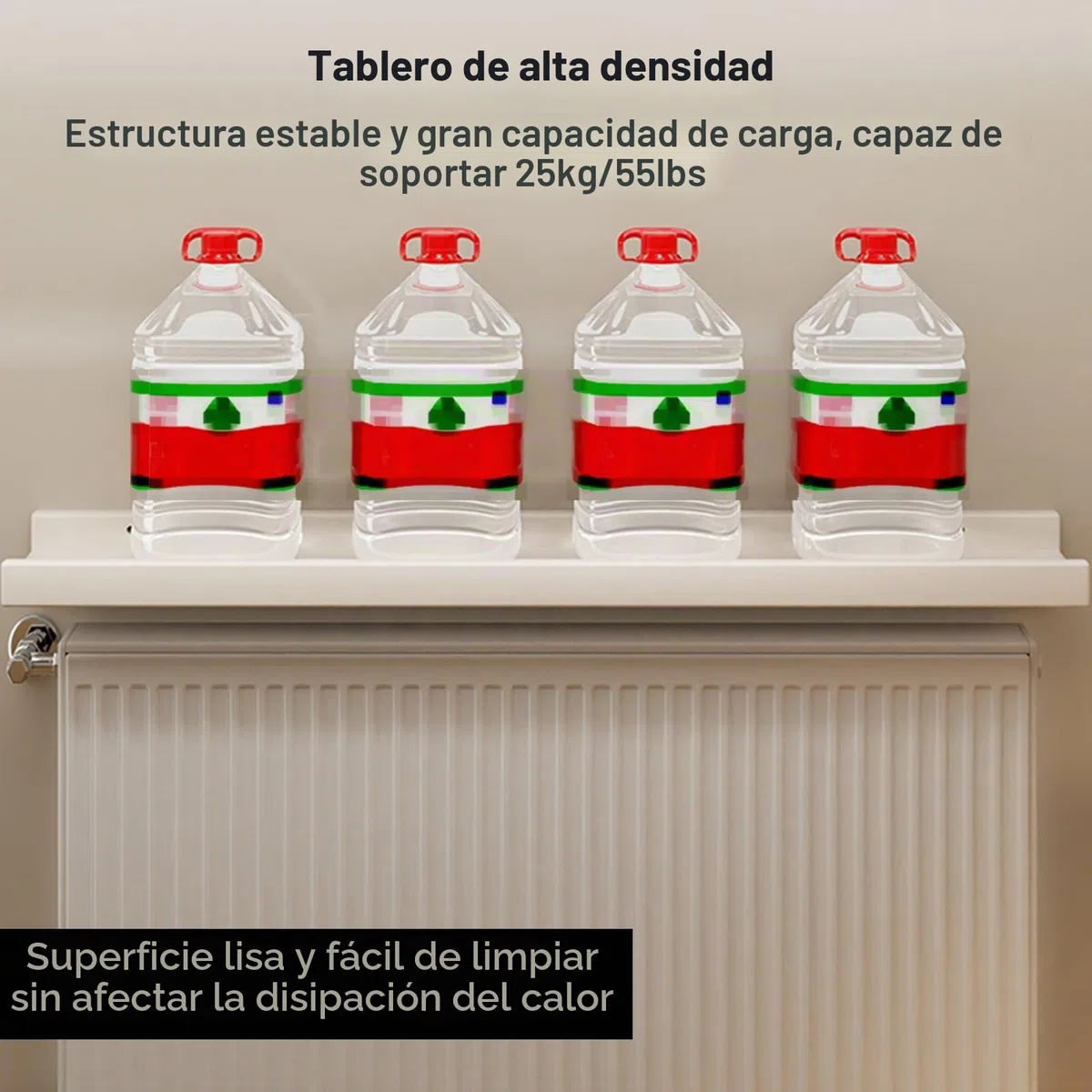 Balda Radiador de Pared de MDF, Cubreradiador, Baldas Flotantes Pared, Bordes Elevados para Evitar Caídas, para El Hogar, Sala de Estar, Dormitorio, Capacidad de Carga 25 Kg(White,90*12cm/35*5in)