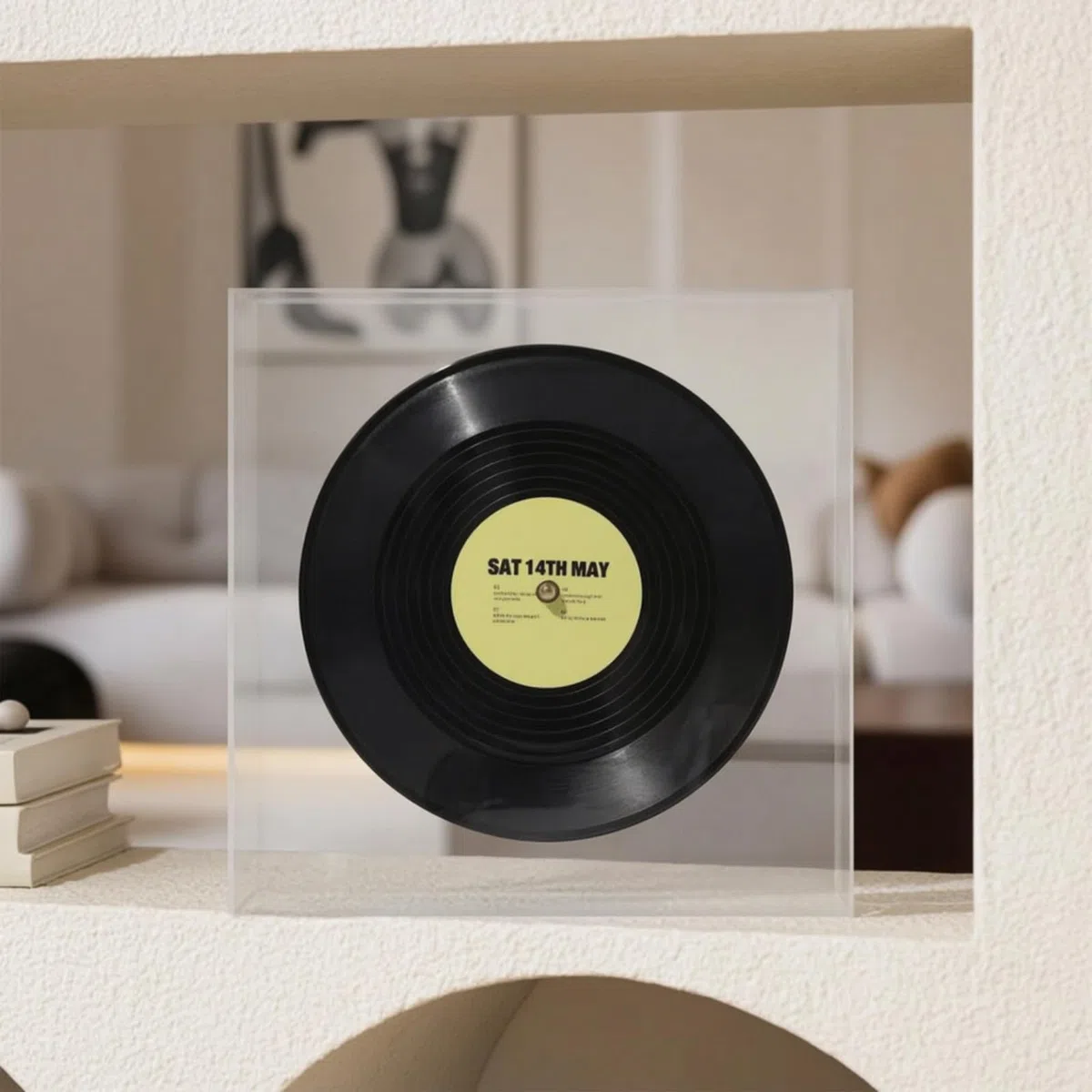 YWMJZEU Caja Acrílico con Disco Musical Caja Regalo Acrílica Soporte para Melómanos, Amarillo