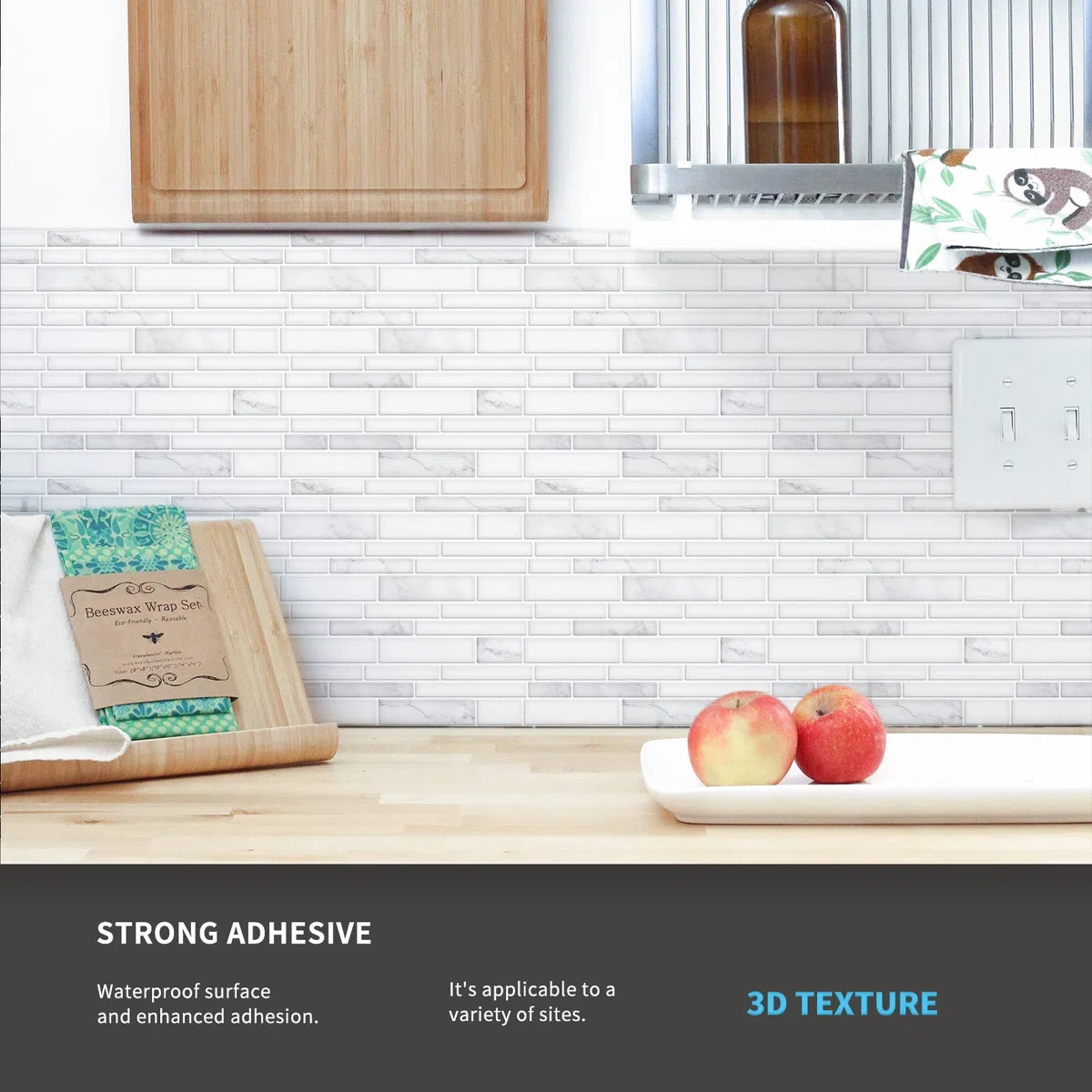 Art3d 10 hojas de azulejos de cocina adhesivos de alta calidad, azulejos de pared autoadhesivos de 12 x 12 pulgadas, diseño de mármol blanco