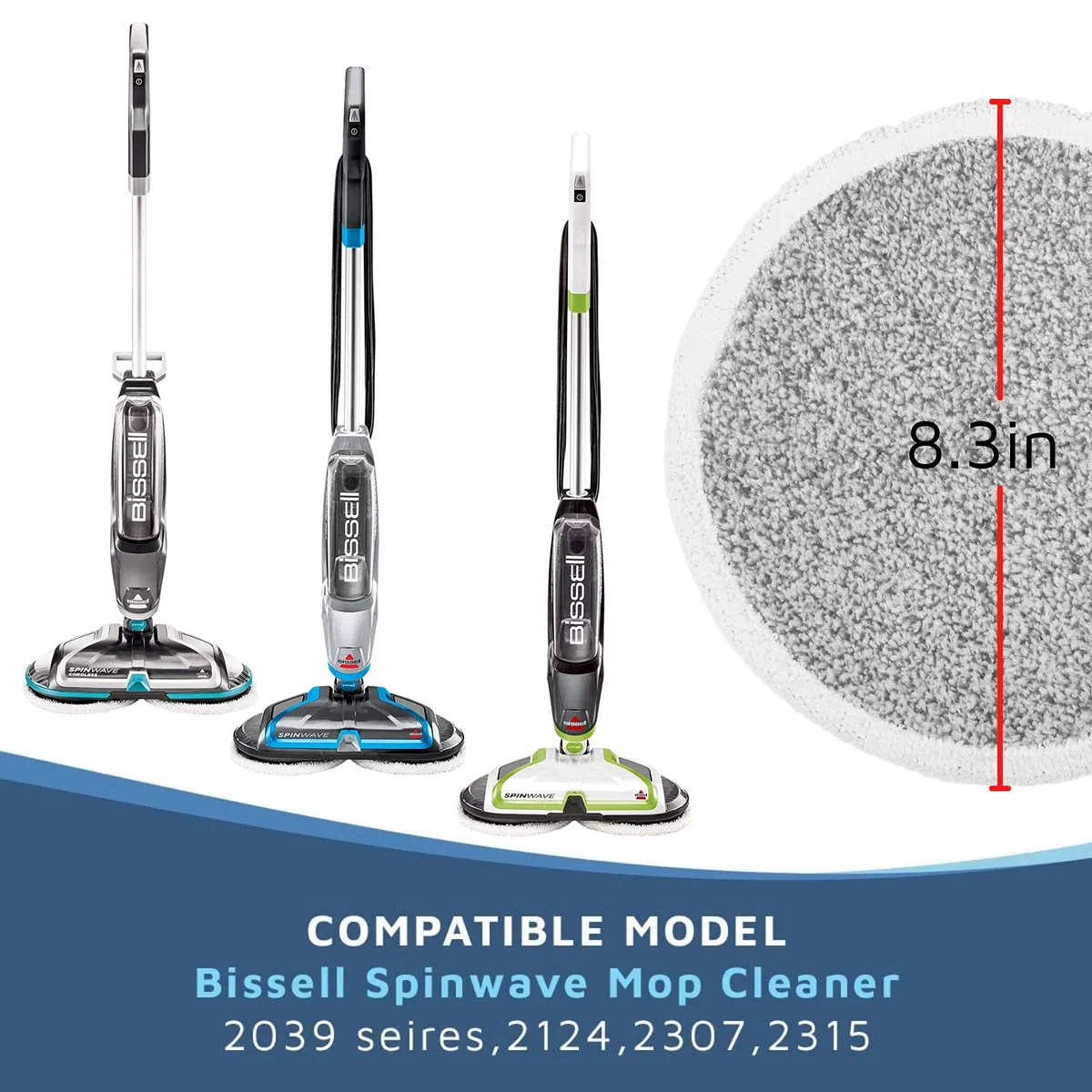 Paquete de 6 almohadillas de repuesto para mopa Bissell Spinwave 2124, 2039A, 2307, 23157, 20391, 20399