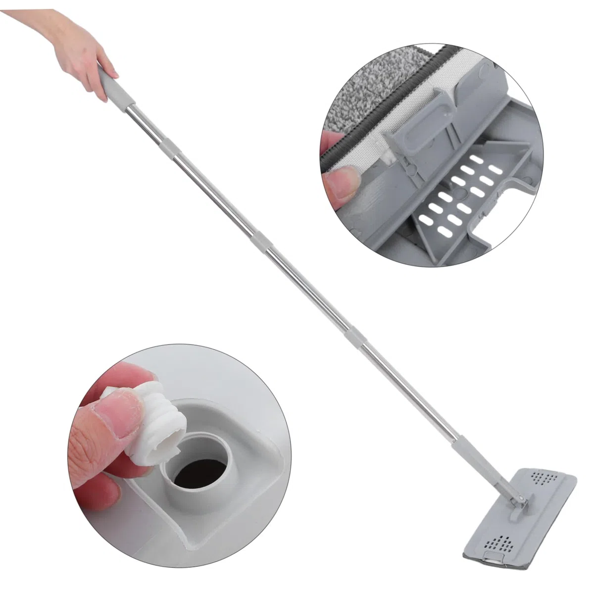 SHERCHPRY Trapeador Plano con Balde Mopa para Suelos De Baldosas Limpiador De Suelos Uso Doméstico Cocinas y Baños Material Blanco Función Seca y Húmeda