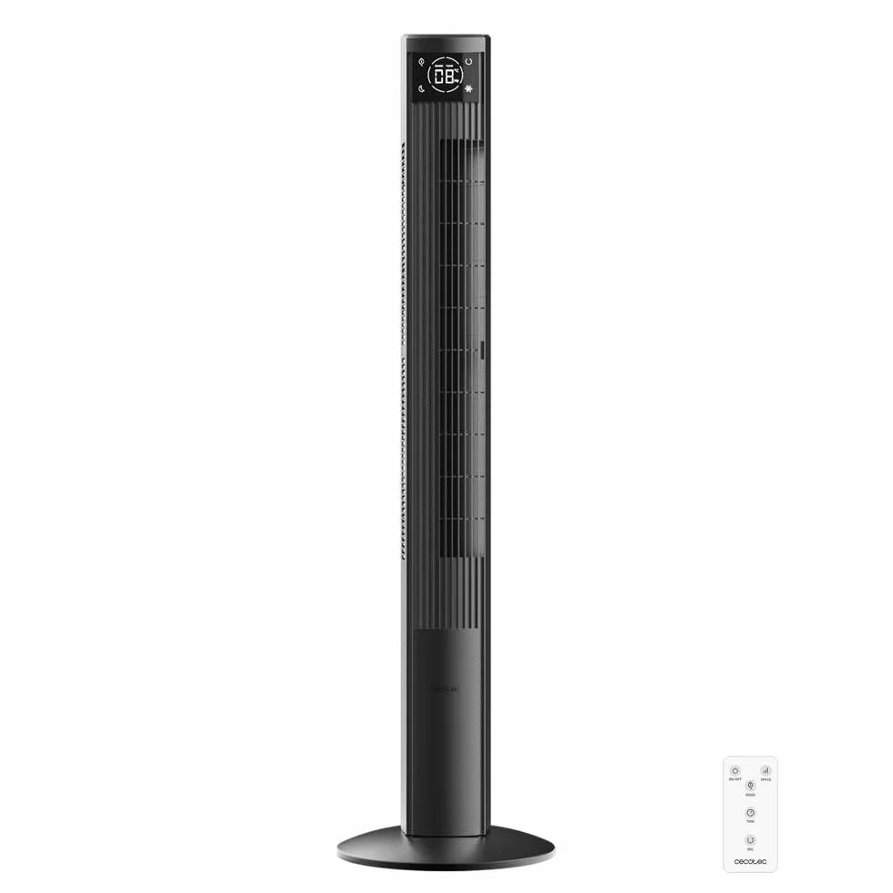 Cecotec Ventilador de Torre con Ionizador EnergySilence 470 Max Skyline Ionic. 45W, 47" (119cm), Pantalla LED Táctil, Mando a distancia, 3 modos y velocidades, Temporizador 12h, Oscilación 70º