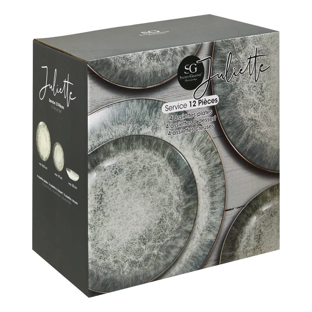 Atmosphera - Juliette vajilla 12 pieza(s) verde l26.5xd2.4xh26.5cm