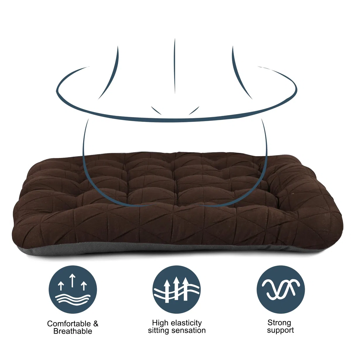 BUYUE Good Support - Cojín para silla de oficina, jacquard de lujo con cojín de asiento de silicona antideslizante, acolchado para escritorio de computadora, silla de cocina (1 unidad, marrón)