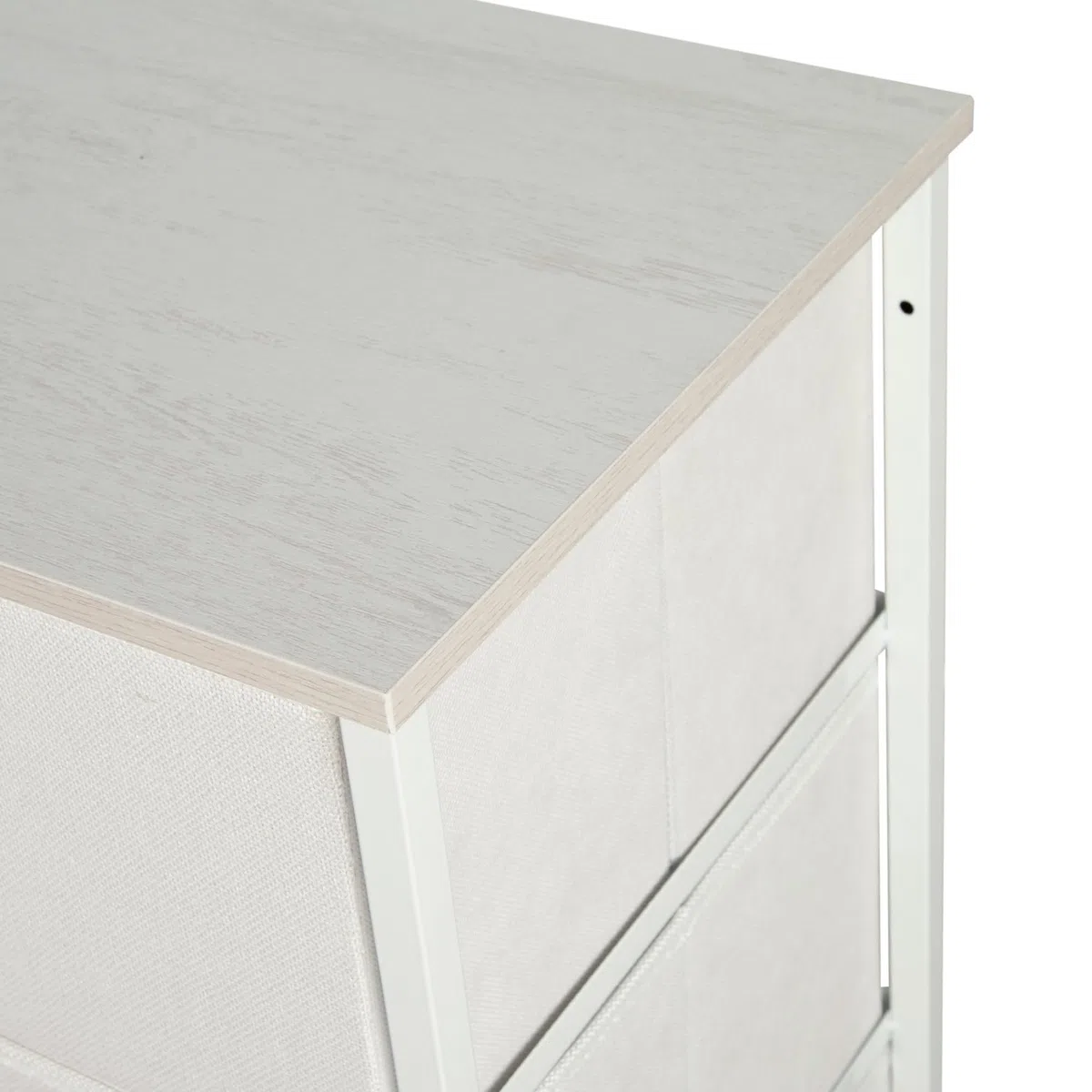 AKTIVE Max Home Cómoda dormitorio multiusos, 9 cajones de tela ligeros, 100x30x100 cm, Estructura acero, Tablero madera, Color blanco, Con sistema de nivelación, Organización, Almacenamiento (18407)