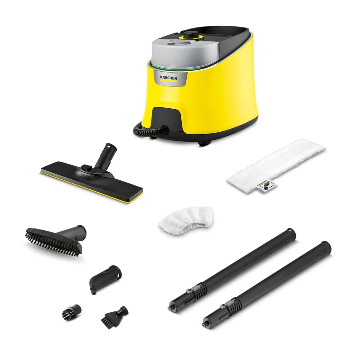 Kärcher, Limpiadora de vapor SC 4 Deluxe EasyFix, Presión de vapor 4 bar, Calentamiento 3 min, Superficie 130 m, Kit suelos EasyFix, Boquillas, cobertura microfibra y cepillo, Amarillo, Negro