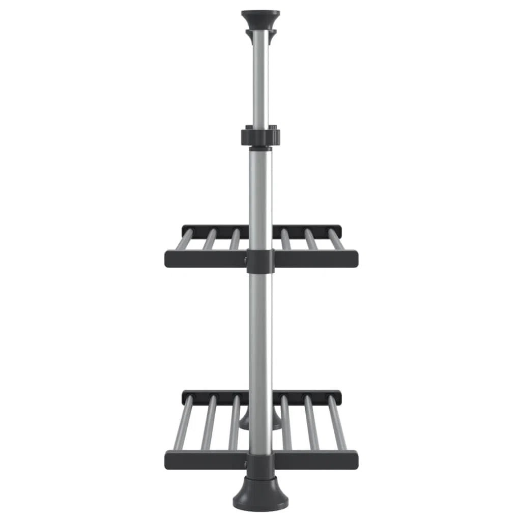 Estantería de cocina de aluminio plateada, 50 x 25 x 50 – 70 cm, altura regulable, con 2 estantes, para cocina y salón como organizador y recipiente de almacenamiento para alimentos y juguetes
