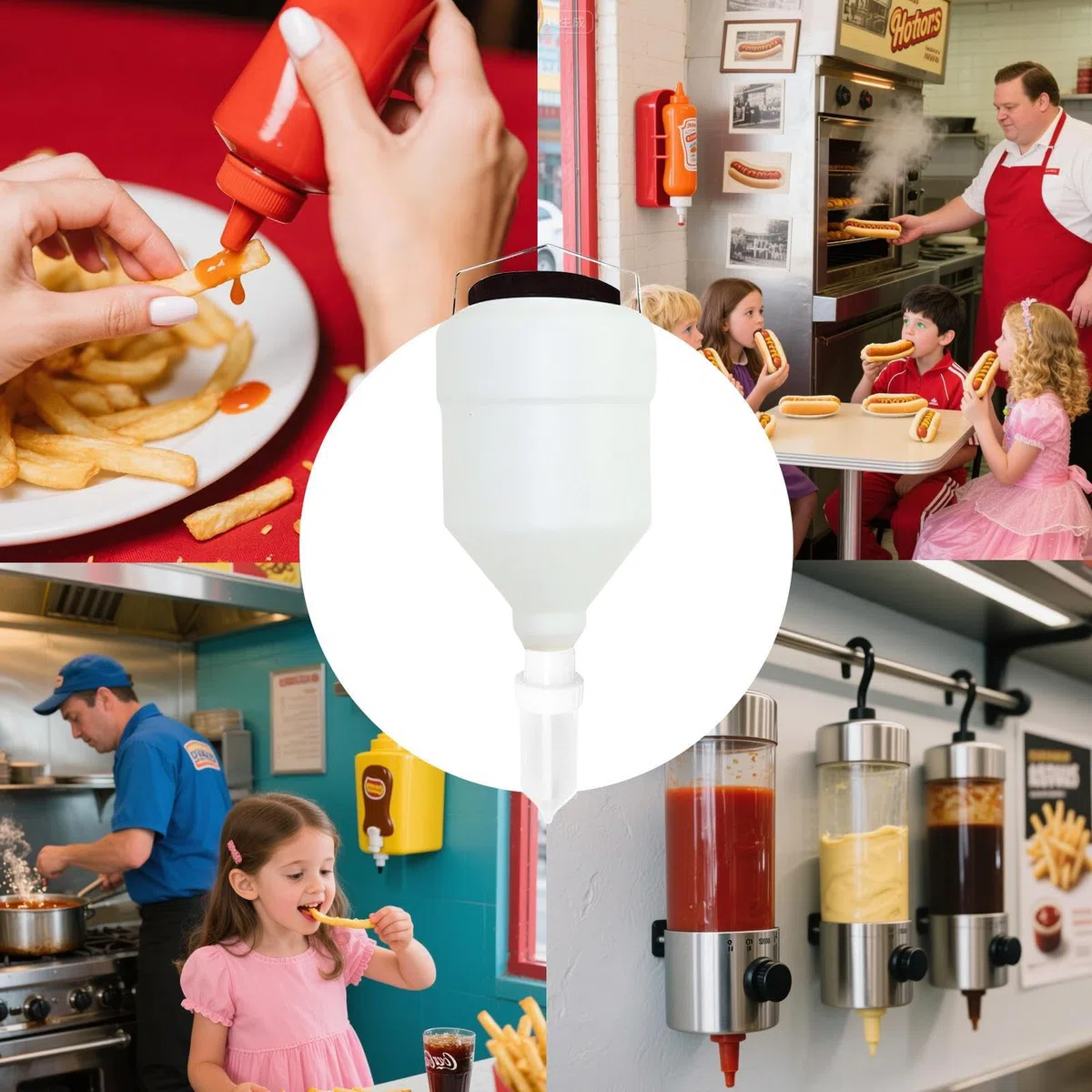 Botellas Exprimibles Botella Contenedora Exprimible Recargable A Prueba De | Dispensador colgable para crema agria Para Salsas De Cocina, Kétchup, Aderezos Y Condimentos Culinario