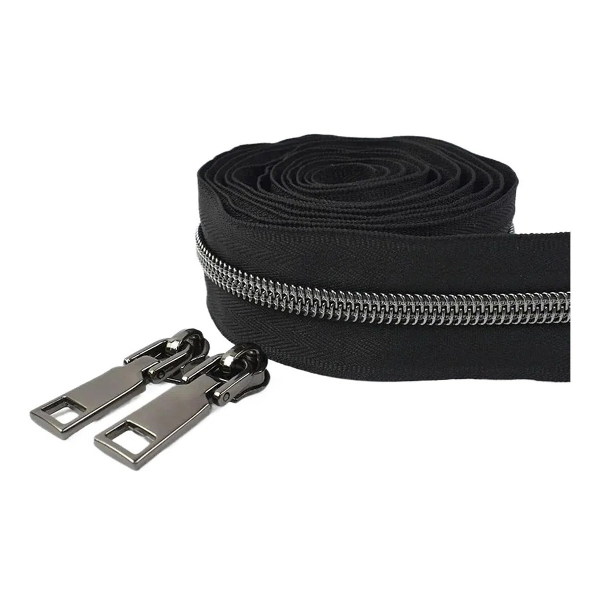 Cremalleras de Metal/Nylon/resina por metro, 2-10M, 5#, bolsa deslizante con cremallera a juego, cremalleras for ropa, accesorios costura fácil reparación(KY377G6-3GunBlack,10Meters10PcsSlider)