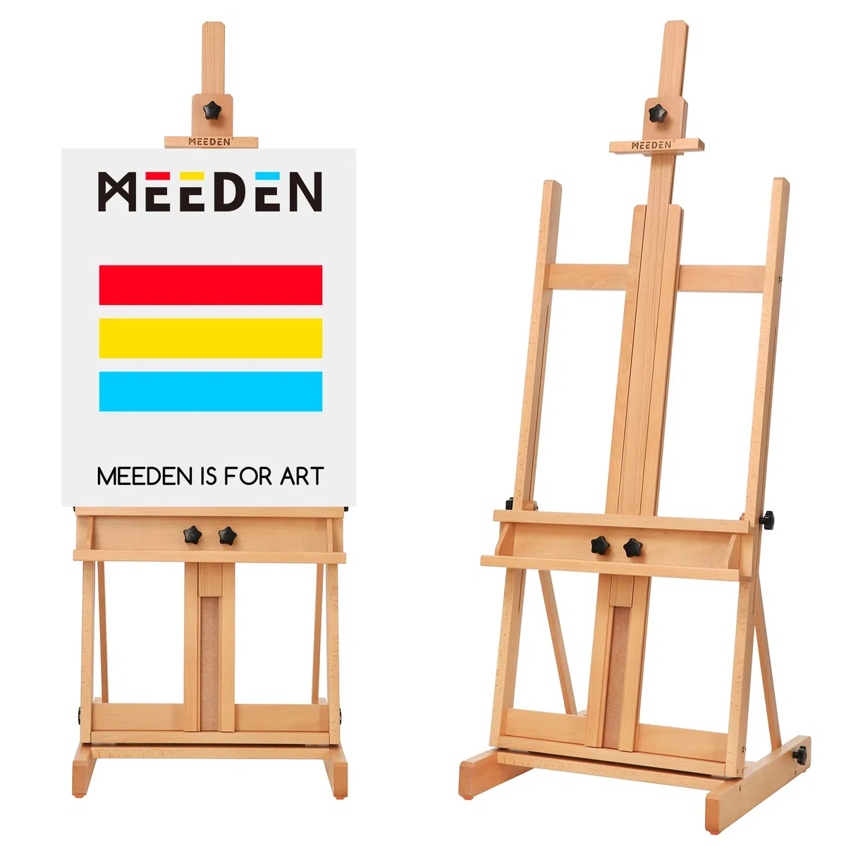 MEEDEN Clásico Estudio Caballete: H-Frame Caballete, Madera de Haya Maciza, Ideal para Aceite, Acrílico, Caseína, Bosquejos, Pintura Pastel, para Lienzos de Hasta 196cm, Natural