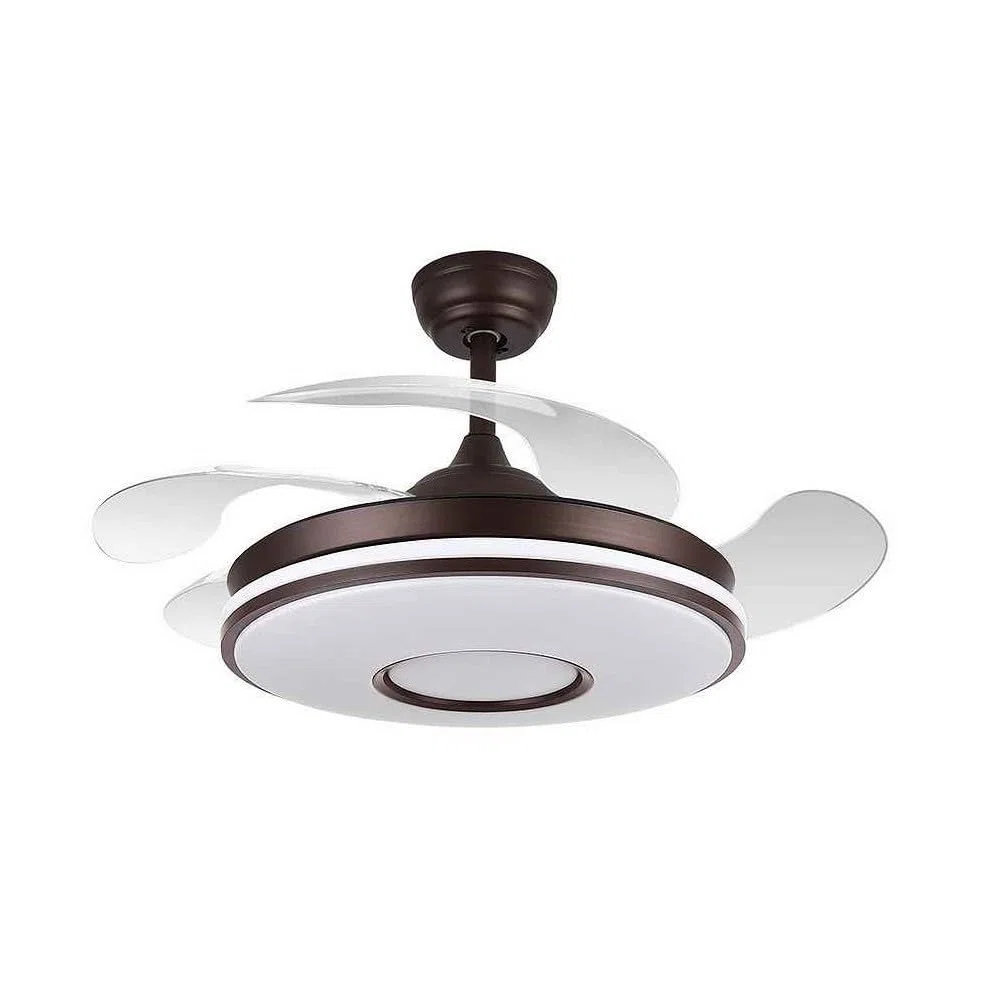 Ventilador marron modelo DANI motor DC y led integrado FABRILAMP