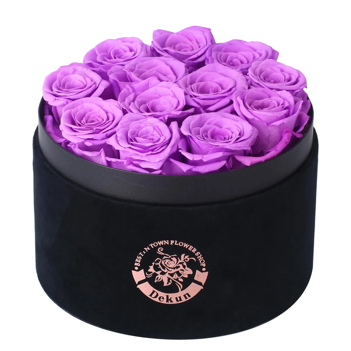 Flores eternas 12 Rosas Eternas Estabilizadas, Regalos para mamá, Regalos para Esposa, Regalos para Novia, San valentín, Regalos de cumpleaños, (Morado)
