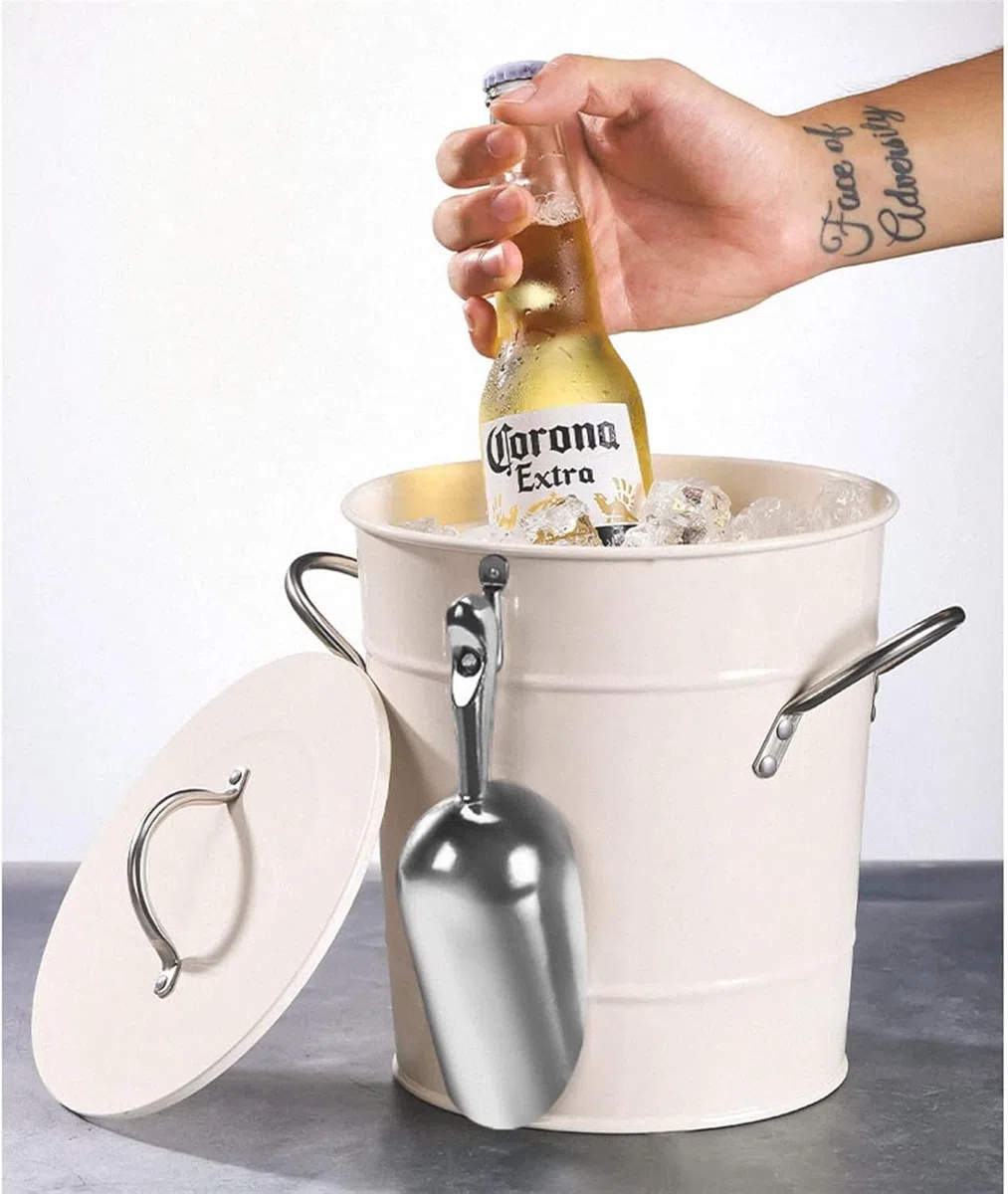 Cubitera Botella Vino Cubo de Hielo de Aislamiento de Doble Capa con Tapa y Bebida de Hielo bañera contenedor de Hielo para la Cerveza de champán de Vino