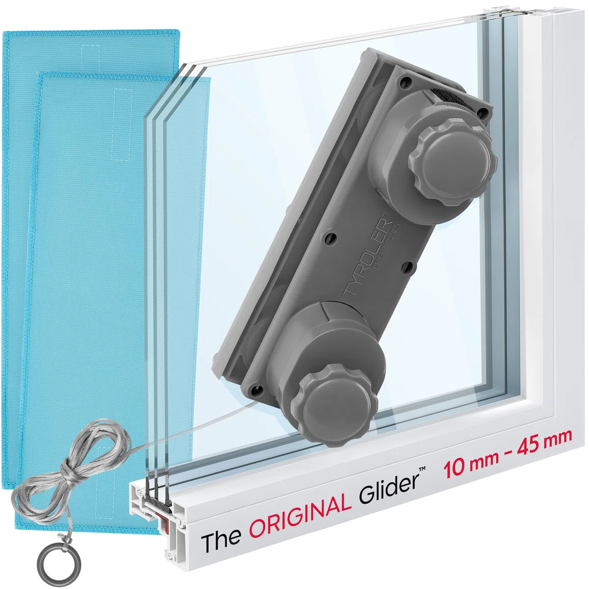 Tyroler de Glider R-4 AFC Limpiacristales Magnetico Doble Cristal 10-45 mm | | Se Adapta a Ventanas de Cristal Simple, Doble y Triple de 10-45 mm | Limpia Ventanas Magnetico para Ventanas Altas