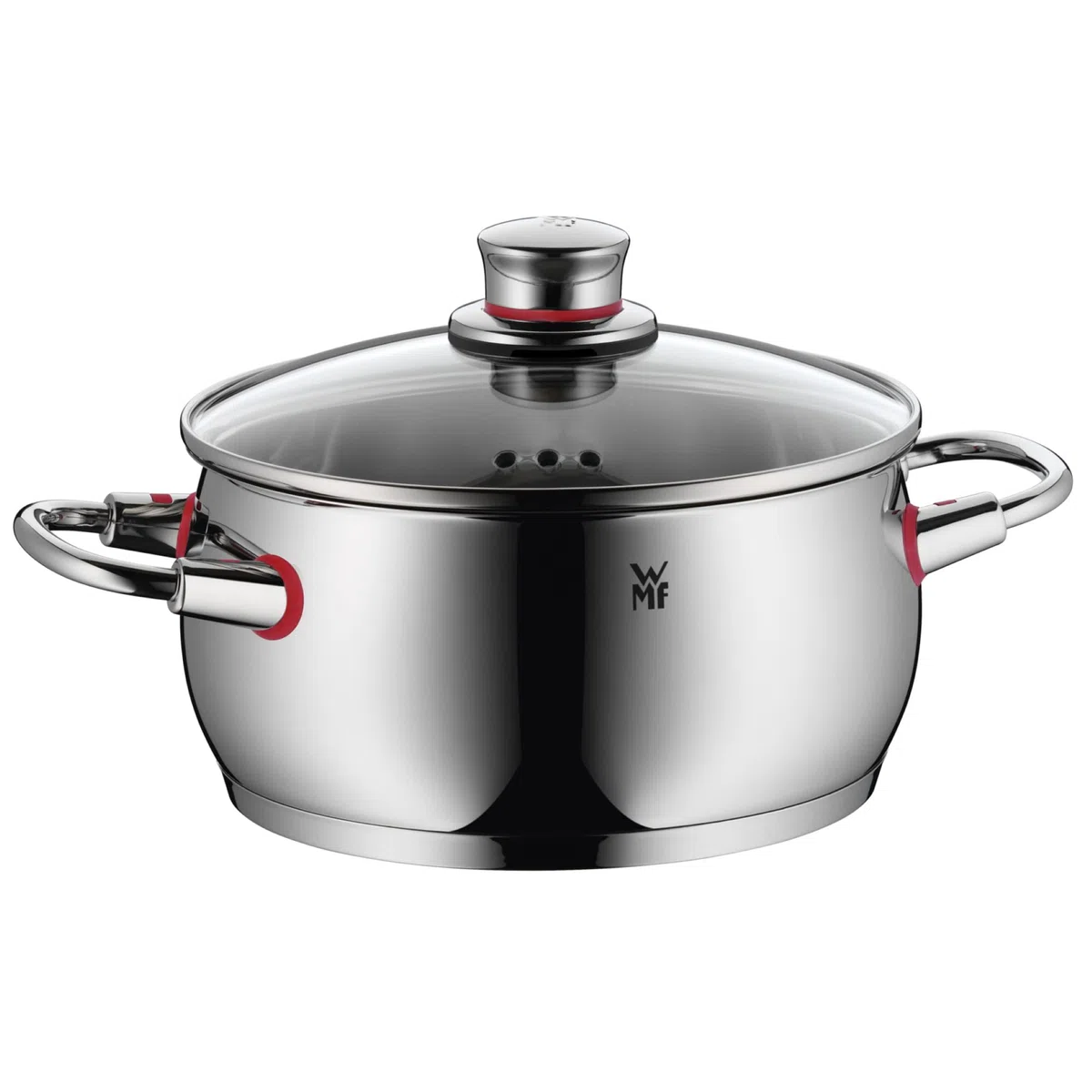 WMF Quaity One - Batería de Cocina 9 Piezas, Acero Inoxidable Apto para Inducción, 1 Cacerola Baja de 20 cm, 3 Cacerolas Altas de 16 cm, 20 cm y 24 cm, 1 Cazo 16 cm con 4 Tapas de Cristal