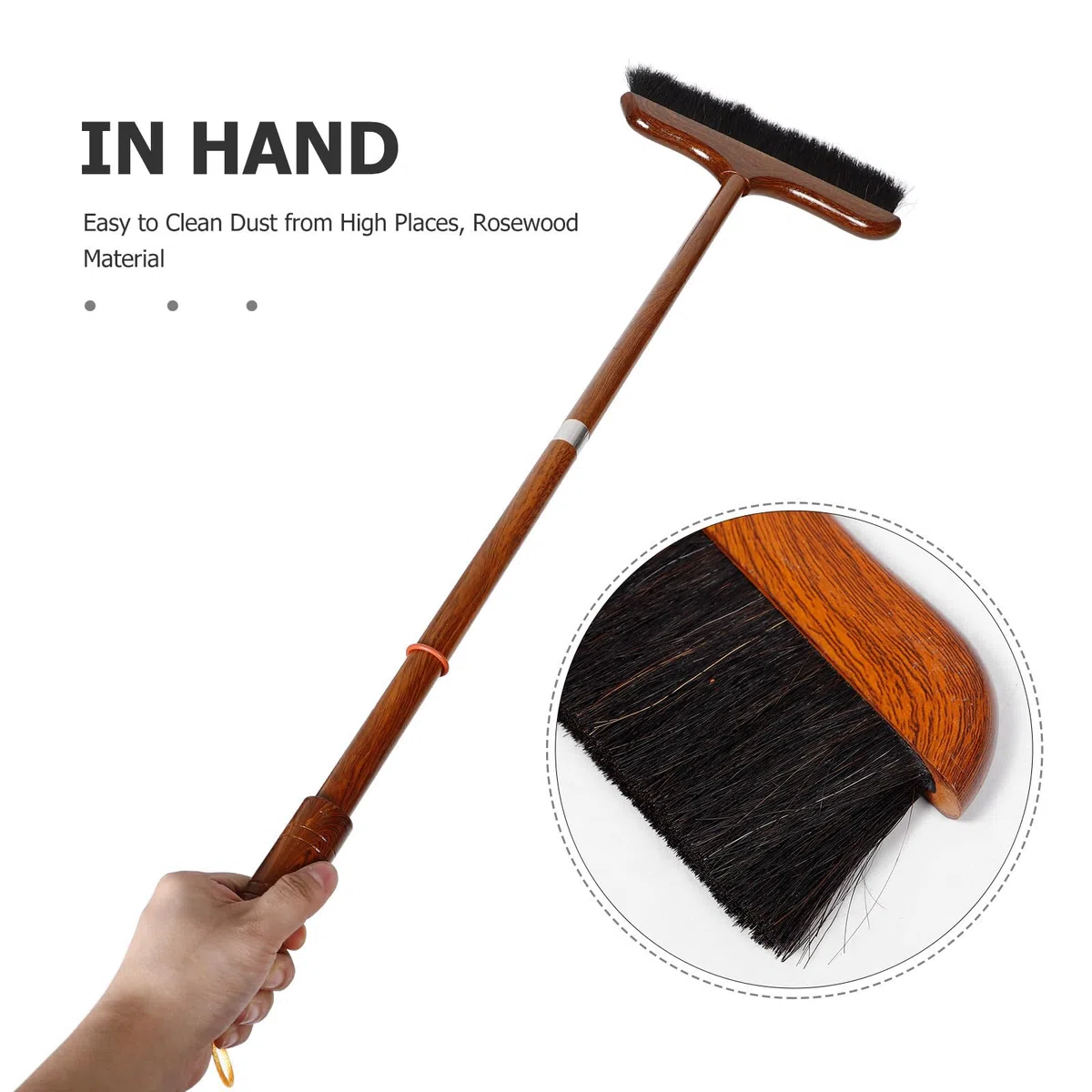Recogedor con Mango Largo de Madera y Cerdas de Crin para Limpieza | Recogedor con Mango Largo, Diseño de Mango Largo, Recogedor, para Limpieza de Exteriores y Salones