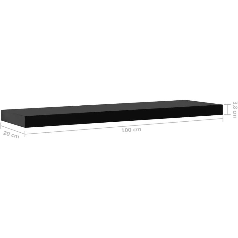 Juego de estanterías flotantes de madera de densidad media, color negro, 100 x 20 x 3,8 cm, con montaje invisible para salón, oficina y baño