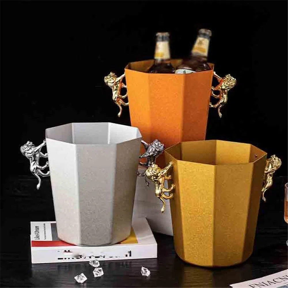 Cubo de Hielo Cubo de Hielo for Bar, Cubo champán, Cerveza Comercial, Vino for Cubitos Cubo de Hielo frío para Barra(Silver)