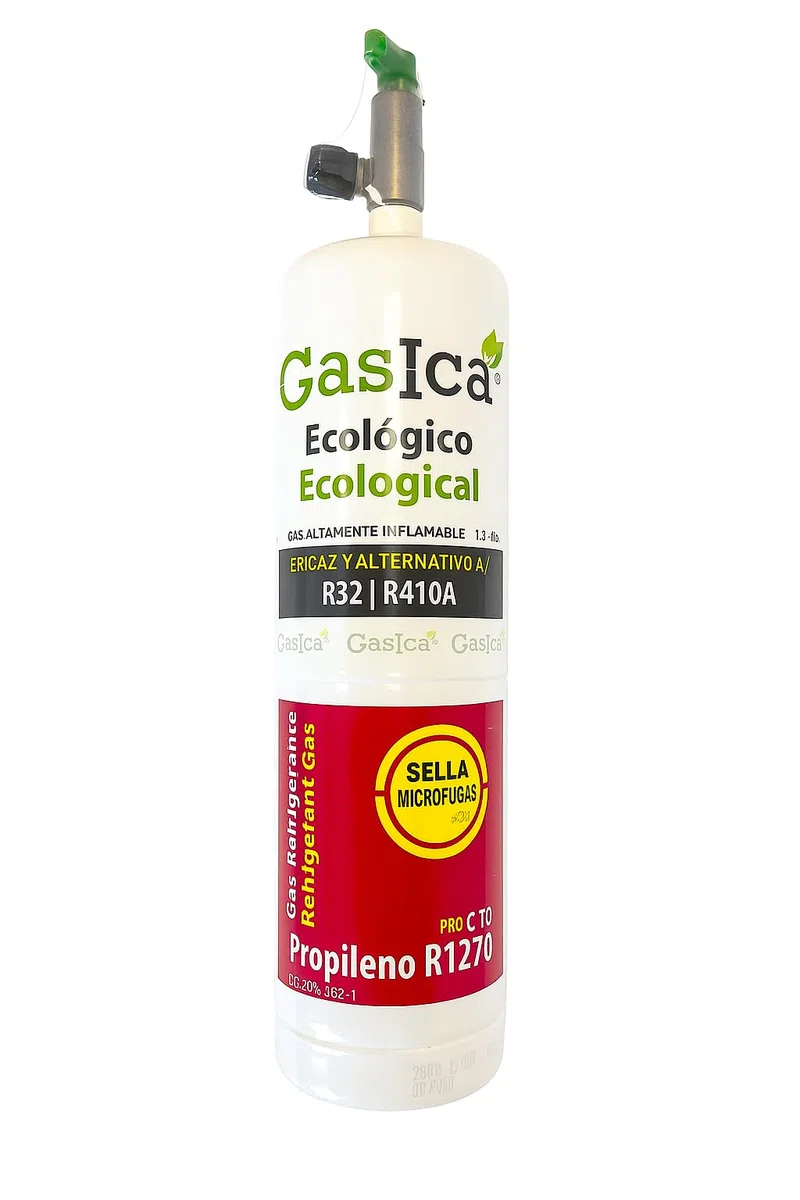 ALL4SALE Envase Gas Refrigerante Ecológico Orgánico Gasica C10 Pro 400gr Peso Neto Compatible con R410A R32 Equivale a 800gr con Válvula Incluida para Aire Acondicionado Split