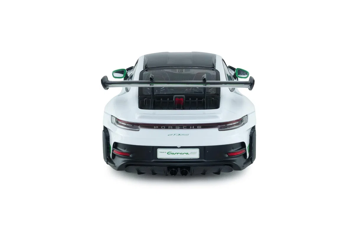 Solido Porsche 911 GT3 RS 2024 1:18 – Die-Cast Tribute to Carrera RS Package Modelo Coleccionista Metal Blanco con Base de Plástico, Caja Ventana