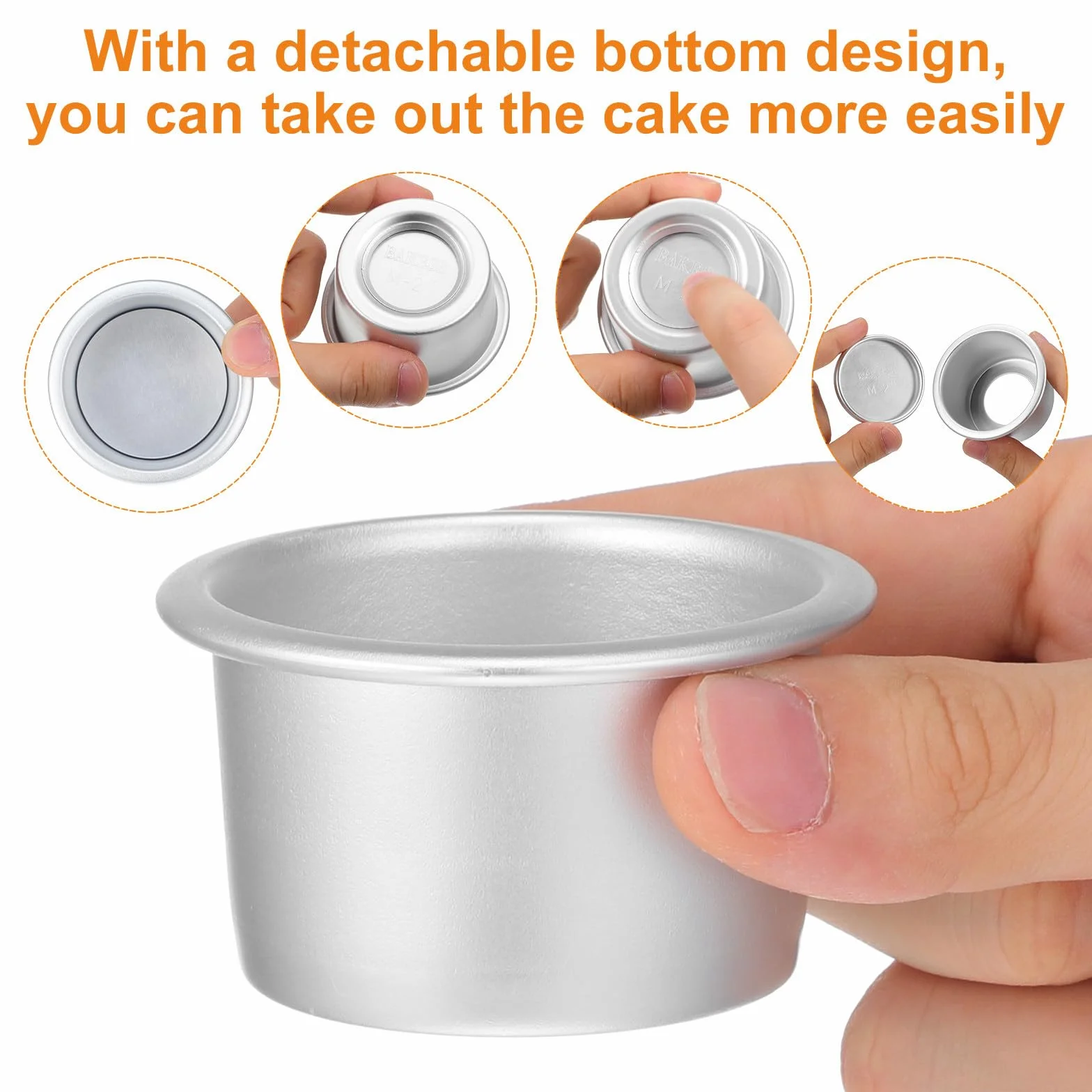 4 Moldes Redondos con Fondo Extraíble de Aleación de Aluminio Distribución Uniforme del Calor para Hornear para Pasteles en Reuniones con Amigos