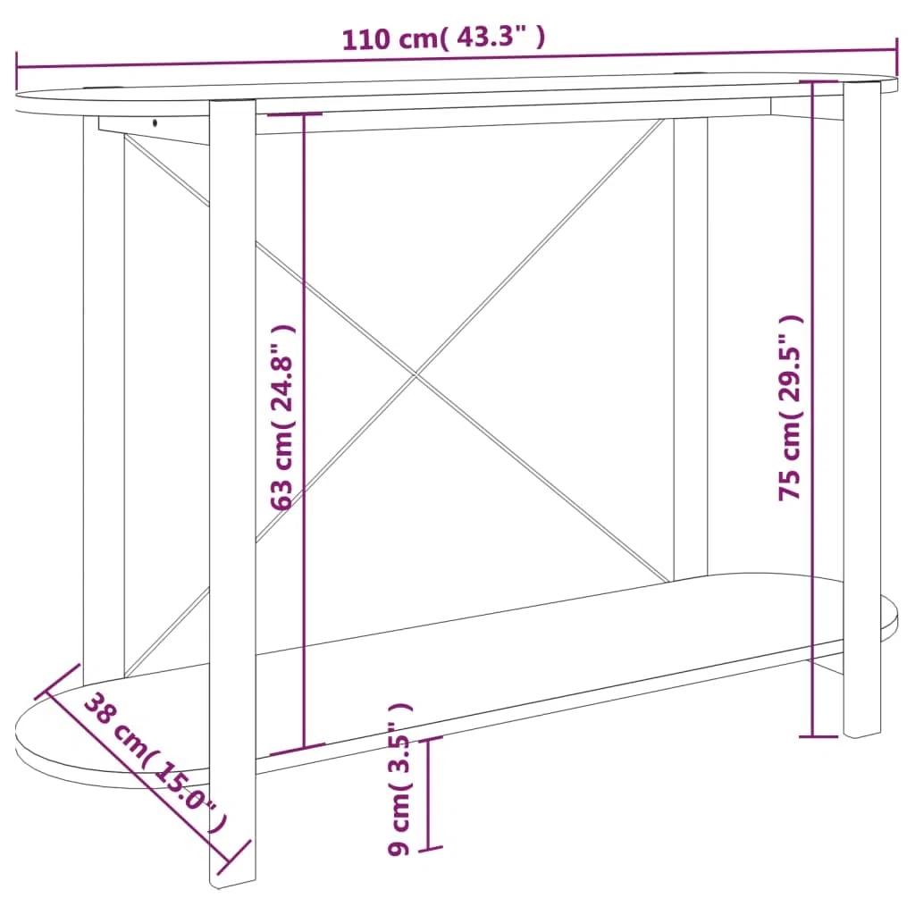 Mesa Consola de Madera contrachapada Mesa de Consola Clásica con Almacenamiento, Aparador de Madera para Decoración de Hogar 110x38x75 cm