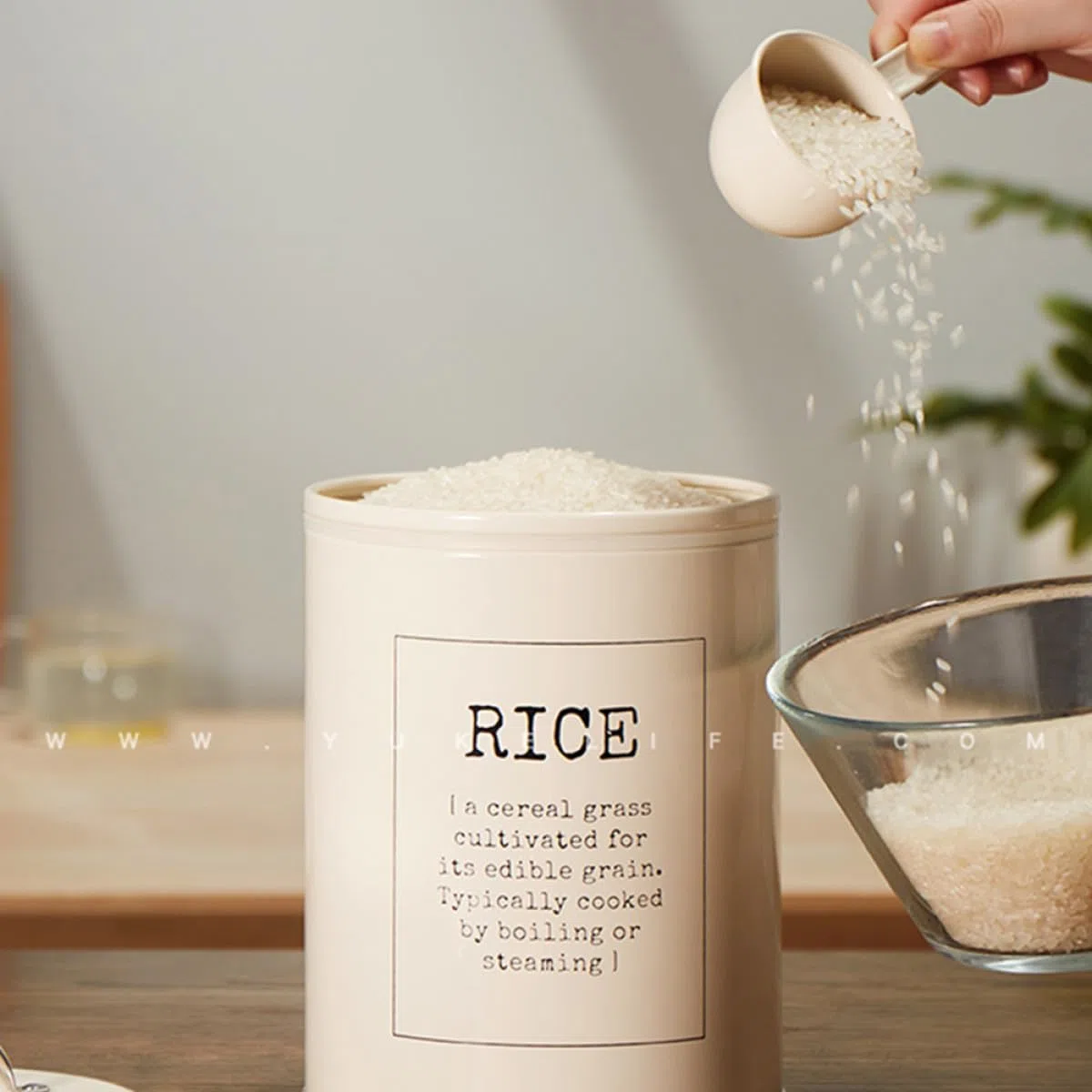 DOITOOL Contenedor de Almacenamiento de Arroz Tapa Hermética de Gran Capacidad y Cuchara para Mantener los Alimentos Frescos y Secos Estilo Europeo Hogar
