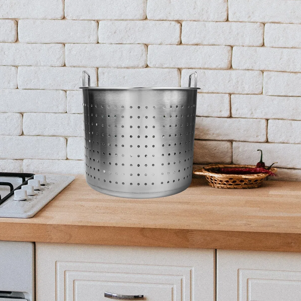 BESTonZON Olla Multifunción de Acero Inoxidable Antiadherente, 28x28x23cm, Plata, Sin Tapa, Para Cocina Multiusos, Ideal para Hervir Mariscos y Pasta