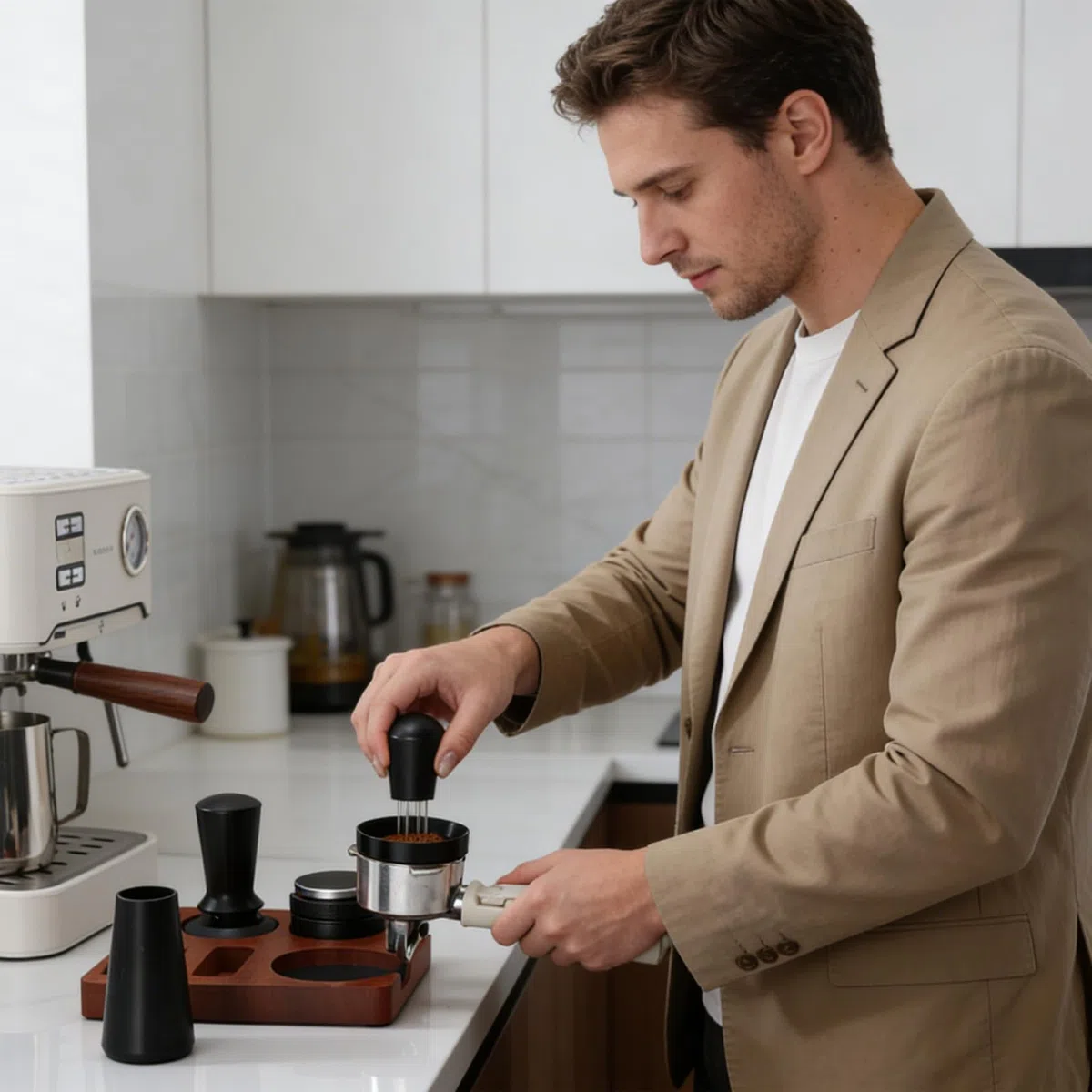 Tamper set | Juego de tamper universal antideslizante de 7 piezas - Accesorios para y nivelador - para doméstico, cocina, estudio, espacio comercial y oficina