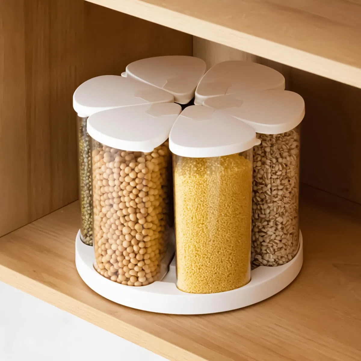 Dispensador Giratorio De Alimentos Organizador 6 Compartimentos Para Cocina | Contenedores De Alimentos Dispensador Cereales Para Cocina Despensa Armario Cereal Harina Azúcar Caramelos Snacks