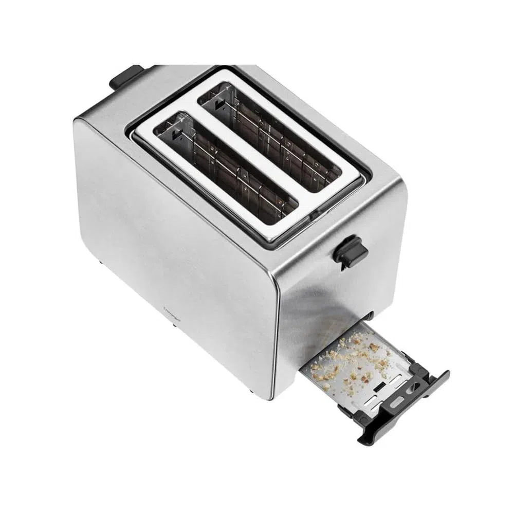 WMF Stelio - Tostadora con 2 rebanadas de acero inoxidable, doble ranura con accesorio para panecillos, función de bagel, 7 niveles de tostado, 900 W, acero inoxidable mate