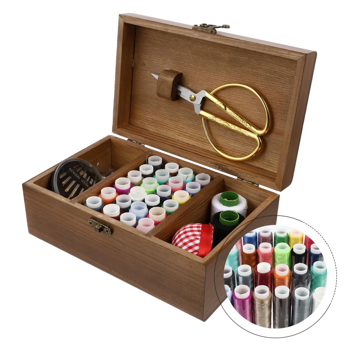 Juego de Herramientas de Costura Marrón 1 Set para Reparación | Hogar, Diseño Práctico y Estiloso, Pp y Acero Inoxidable Algodón, Ligero para Coser a Mano