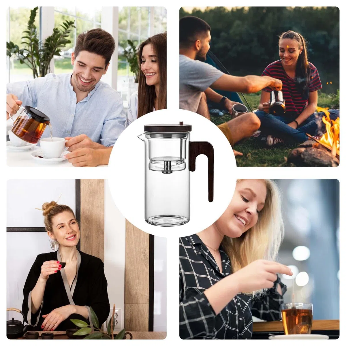 Botella de té de vidrio para infusiones de té, té de leakproof para | infusiones de té, diseño ergonómico con tapa de té, té resistente, botella de separación de té, botella de té de té, portátil