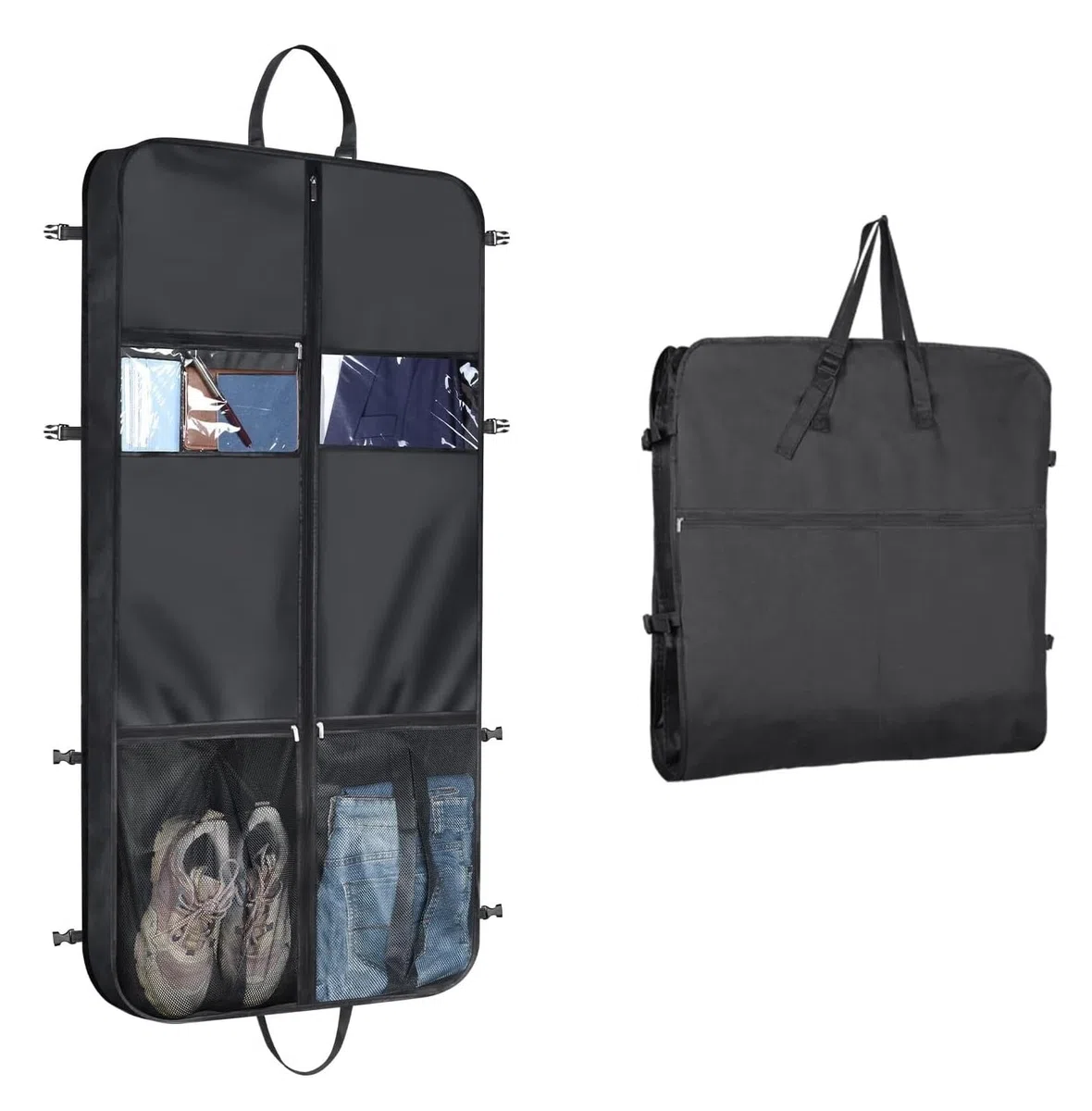 Portatrajes Fundas Ropa Bolsa De Ropa De 50 "con Asa, Funda para Traje con Cremallera Reforzada Y 6 Bolsillos, Bolsa De Viaje Plegable De Tela Oxford Funda Traje Funda Abrigos