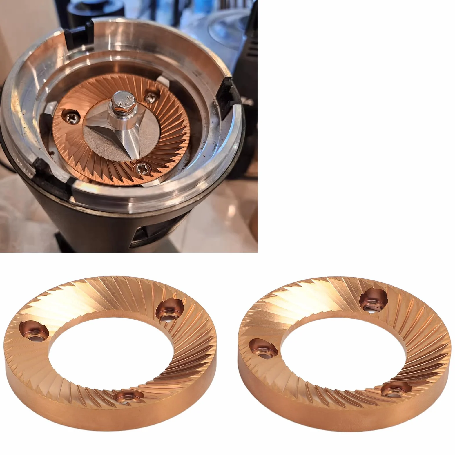 2 piezas de fresa plana para espresso de 64 mm, piezas de máquina de espresso, fresas de molino de café manuales de repuesto, fresa de molienda para espresso para DF64 DF64P DF64E