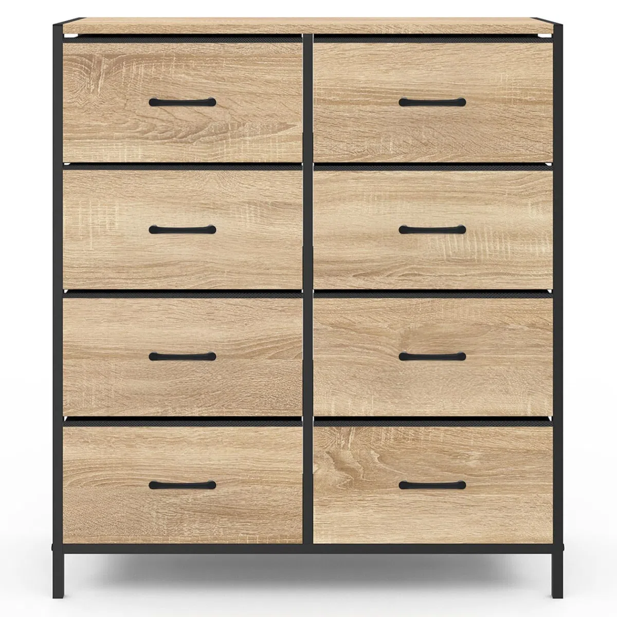IDMarket - Cómoda 8 cajones de tela Utah 80 cm, mueble de almacenamiento, diseño industrial