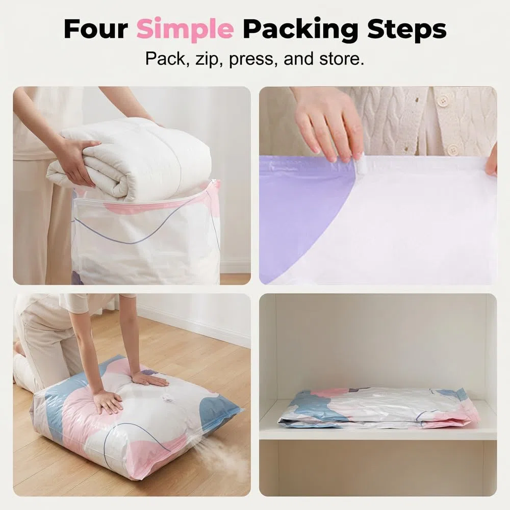 Bolsas de almacenamiento al vacío para ropa, edredones, mantas y ropa de cama de compresión, ahorro de espacio (3 piezas, 100 x 80 x 30 cm), ideal para viajes y organización del hogar