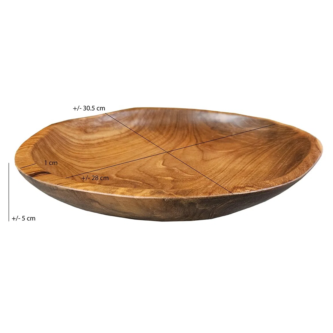 Meubletmoi Bol/Ensaladera/Vacío Bolsillo de Madera de Teca Fabricación Artesanía +/- D. 31 cm – Estilo natural y exótico – Objeto de decoración – Adán