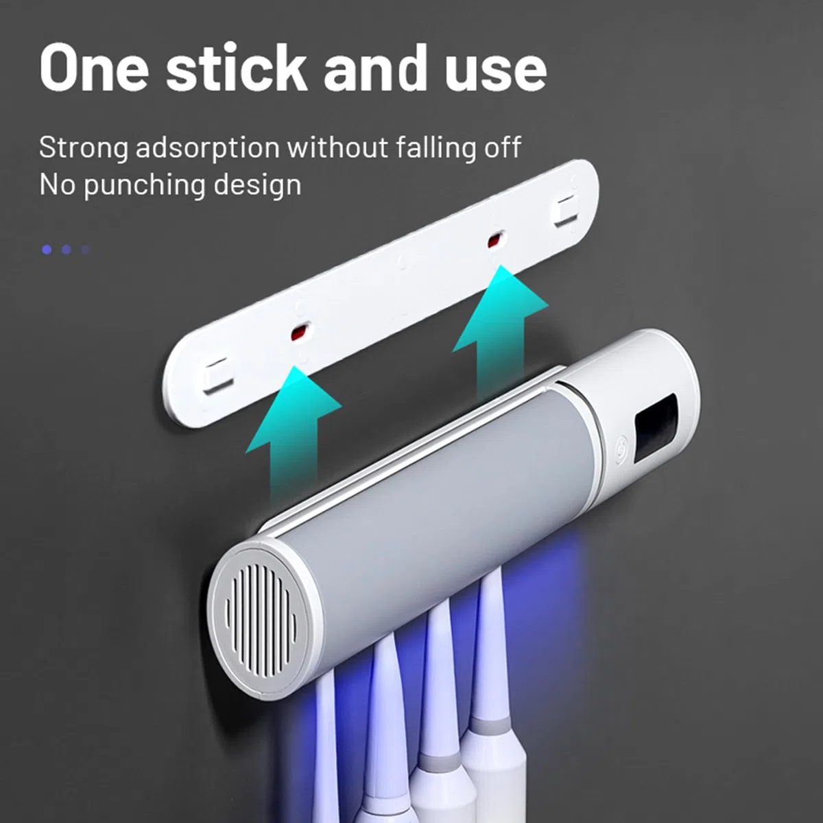 Esterilizador de cepillo de dientes inteligente, soporte para cepillo de dientes montado en la pared, esterilización UV por inducción automática, accesorios de baño