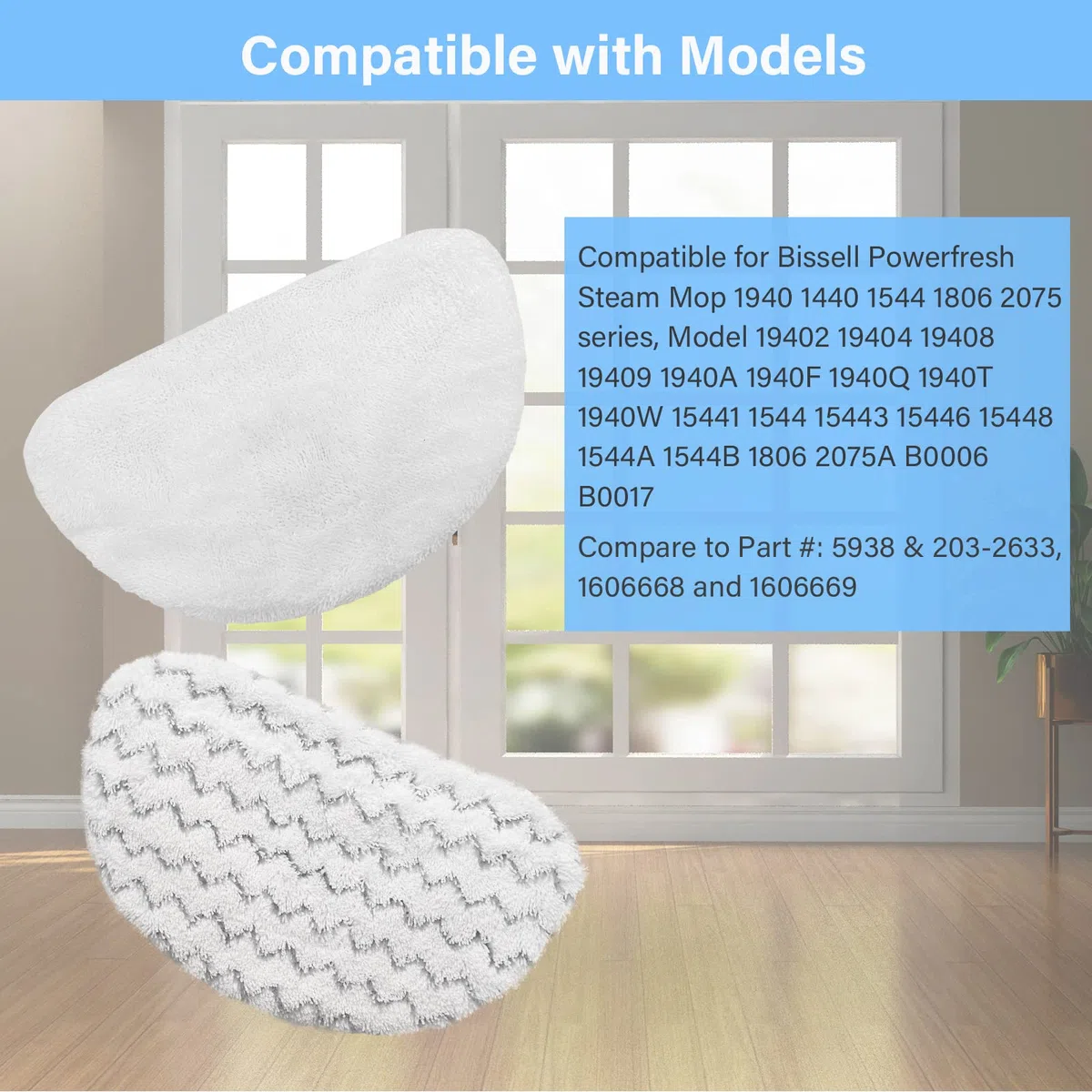 Tivcroxs Bissell Powerfresh Steam Mop 1440 1806 1544 2685A 2814 Series, Model 19402 19404 19408 19409 1940A 1940F 1940Q 1940T 1940W B0006 B0017 2075A Almohadillas para fregona, Blanco, Gris