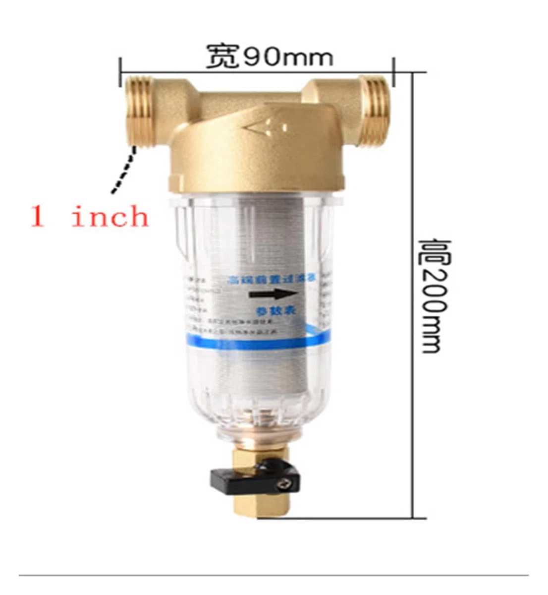 Filtro de agua prefiltro Primer paso del purificador de agua | Sistema Prefiltro Malla Acero Inoxidable 40micras 1 Pulgada